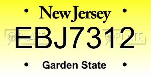 EBJ7312 New Jersey License Plate