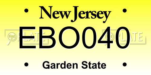 EBO040 New Jersey License Plate