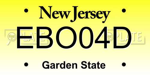 EBO04D New Jersey License Plate