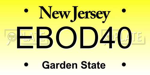 EBOD40 New Jersey License Plate