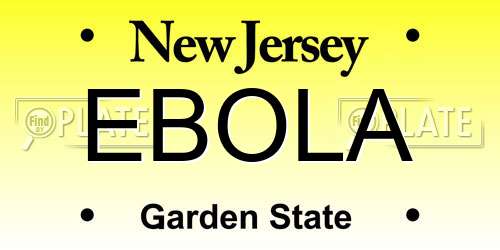 EBOLA New Jersey License Plate