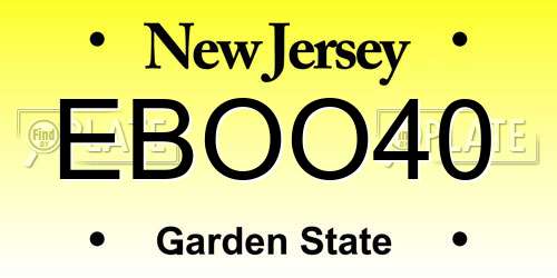 EBOO40 New Jersey License Plate