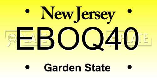 EBOQ40 New Jersey License Plate