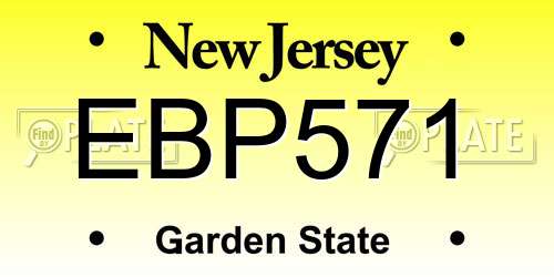 EBP571 New Jersey License Plate