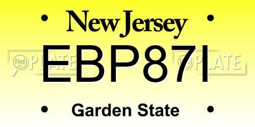 EBP87I New Jersey License Plate