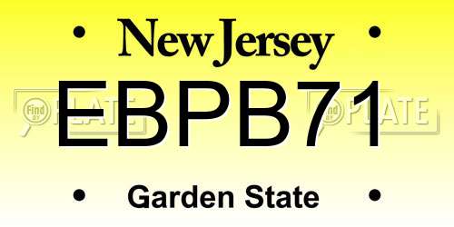 EBPB71 New Jersey License Plate
