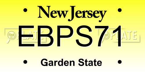 EBPS71 New Jersey License Plate