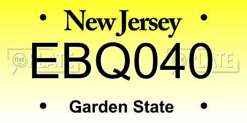 EBQ040 New Jersey License Plate