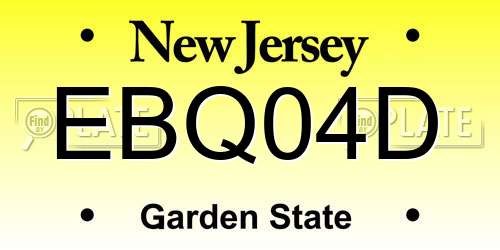 EBQ04D New Jersey License Plate