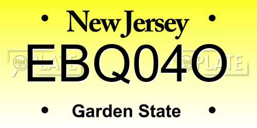 EBQ04O New Jersey License Plate