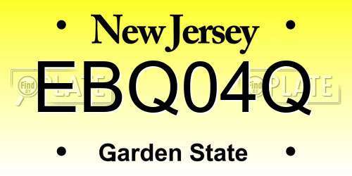 EBQ04Q New Jersey License Plate