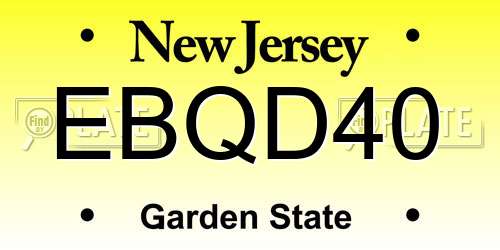 EBQD40 New Jersey License Plate