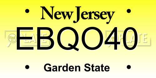 EBQO40 New Jersey License Plate