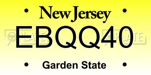 EBQQ40 New Jersey License Plate