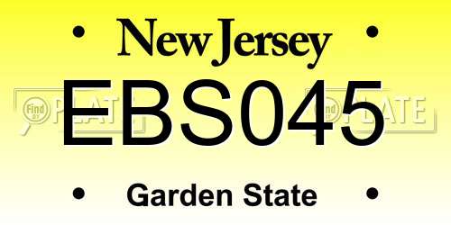 EBS045 New Jersey License Plate