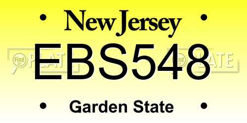EBS548 New Jersey License Plate