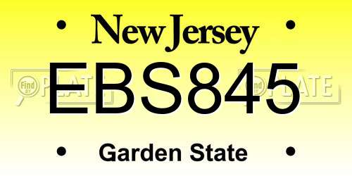 EBS845 New Jersey License Plate