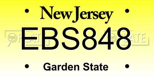 EBS848 New Jersey License Plate