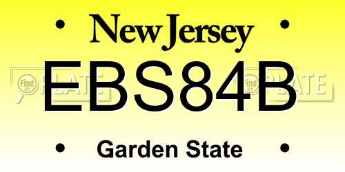 EBS84B New Jersey License Plate