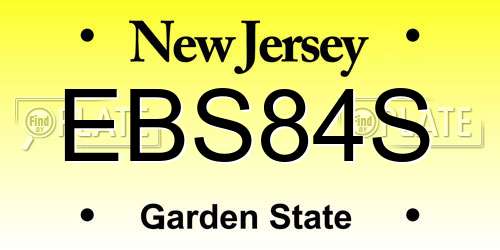 EBS84S New Jersey License Plate