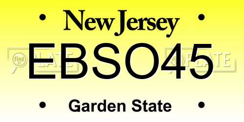 EBSO45 New Jersey License Plate