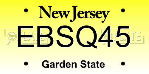 EBSQ45 New Jersey License Plate