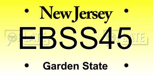 EBSS45 New Jersey License Plate