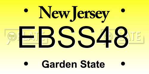 EBSS48 New Jersey License Plate