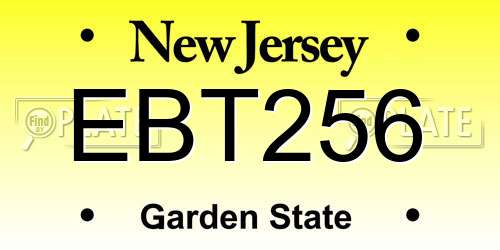 EBT256 New Jersey License Plate