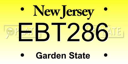EBT286 New Jersey License Plate