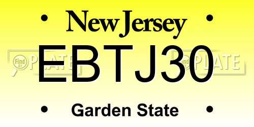 EBTJ30 New Jersey License Plate