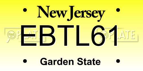 EBTL61 New Jersey License Plate