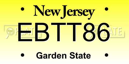 EBTT86 New Jersey License Plate