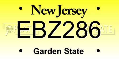 EBZ286 New Jersey License Plate