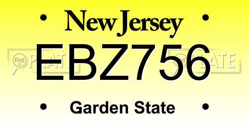 EBZ756 New Jersey License Plate