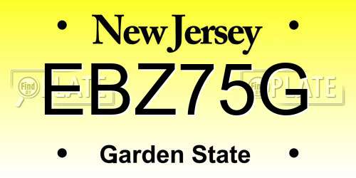 EBZ75G New Jersey License Plate