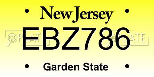 EBZ786 New Jersey License Plate