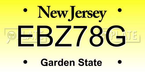 EBZ78G New Jersey License Plate