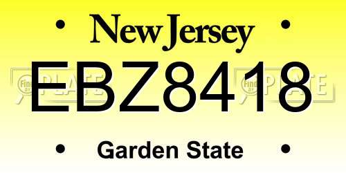 EBZ8418 New Jersey License Plate