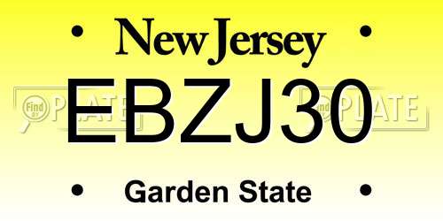 EBZJ30 New Jersey License Plate