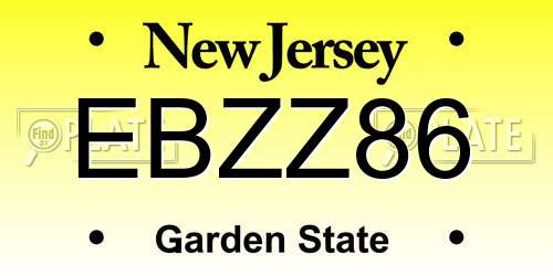 EBZZ86 New Jersey License Plate