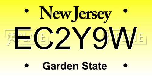 EC2Y9W New Jersey License Plate