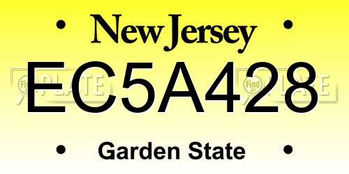 EC5A428 New Jersey License Plate