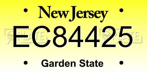 EC84425 New Jersey License Plate