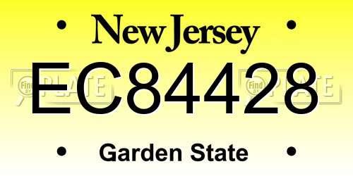 EC84428 New Jersey License Plate
