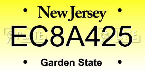 EC8A425 New Jersey License Plate