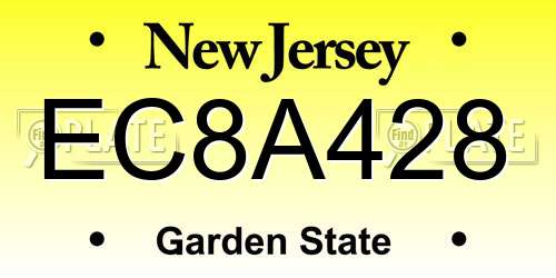 EC8A428 New Jersey License Plate