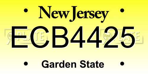 ECB4425 New Jersey License Plate