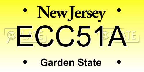 ECC51A New Jersey License Plate