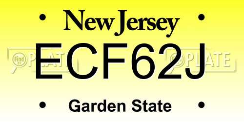 ECF62J New Jersey License Plate